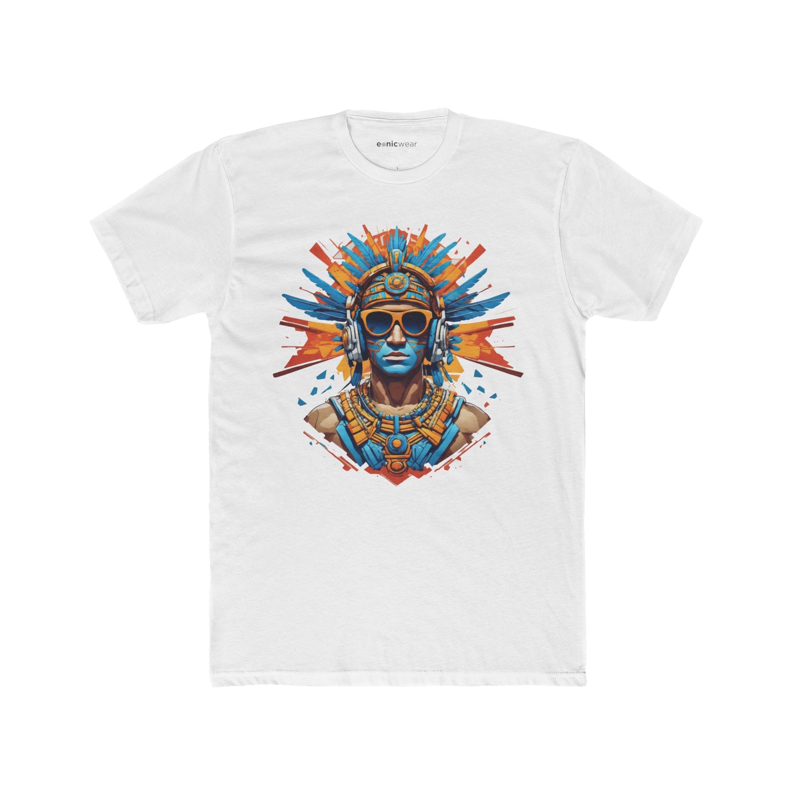 Colorful Aztec Warrior T-Shirt - Festival Club Rave Party Tee - Party in Style